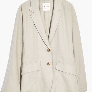 Madwelll Linen Breezewoven Larsen Blazer - Ashen Sage - Standard Size Large